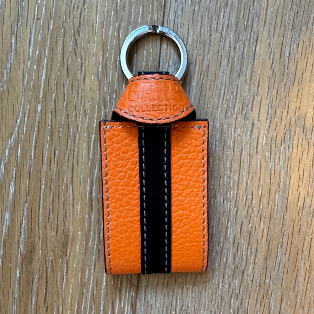 Italian Leather Mini Shirt / Jacket Keychain – Orange & Black - Picture 2 of 5